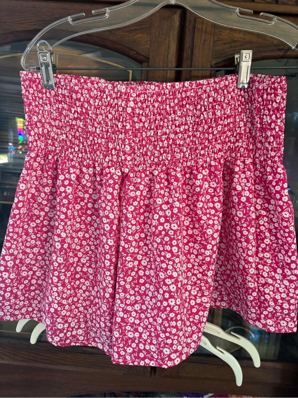 Smocked Waist Pink Floral Mini shorts